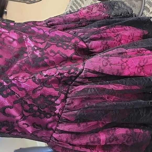 Vintage Night Moves 80s 90s Pink Lame & Lace Tutu Party Prom Dress sz 13/14 - Picture 2 of 6